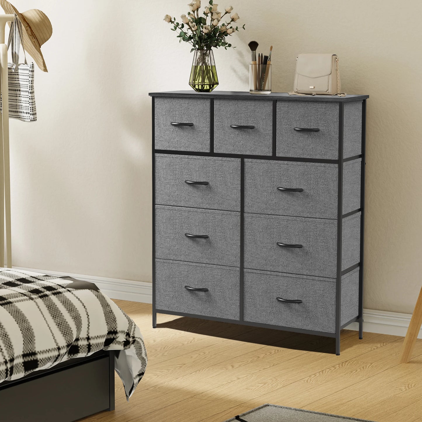 JHK Dresser With 9 Fabric Storage Drawers Wardrobe