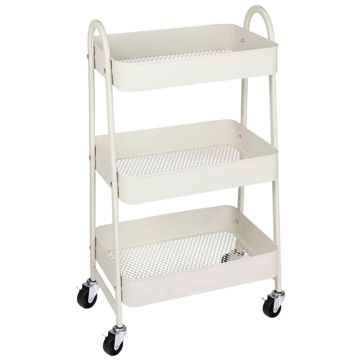 JHK 3 Tier Metal Storage Kitchen Cart With Lockable Wheels