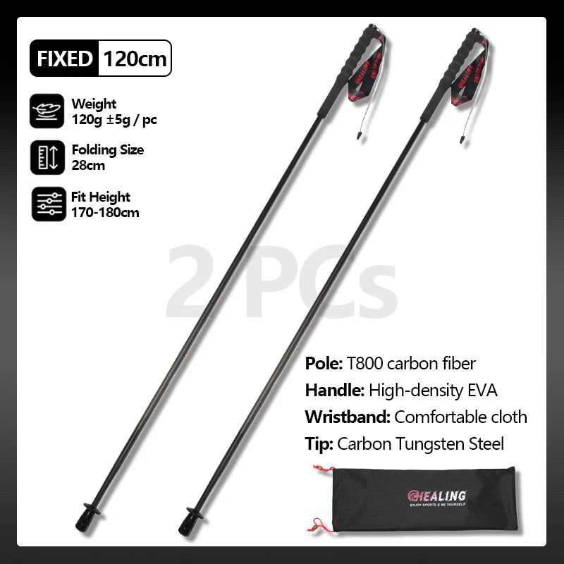 OKHEALING Trekking Poles Carbon Fiber Antishock Ultra Lightweight Two Pack