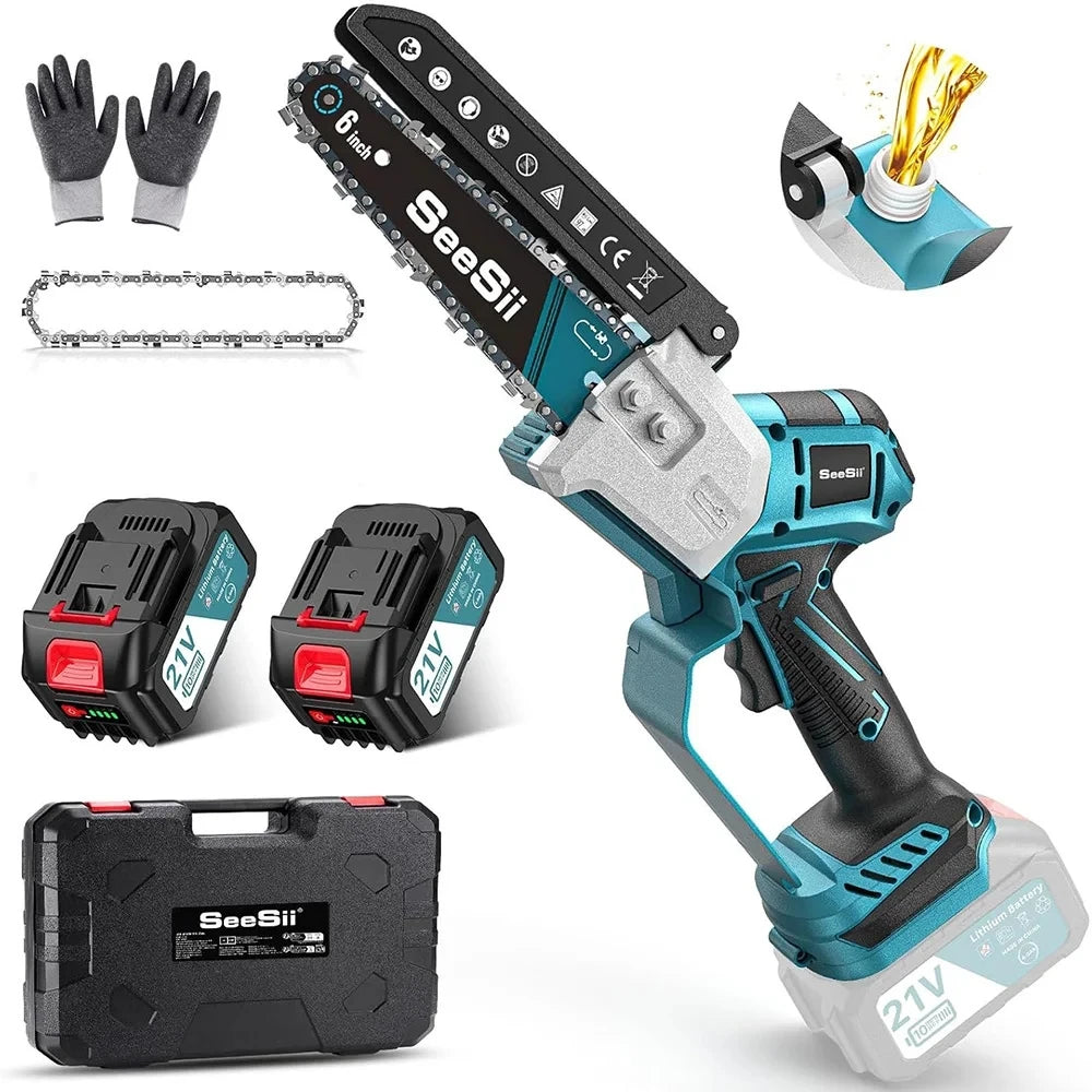 Seesii Cordless Mini Chainsaw With 18V Battery For Pruning Woodworking