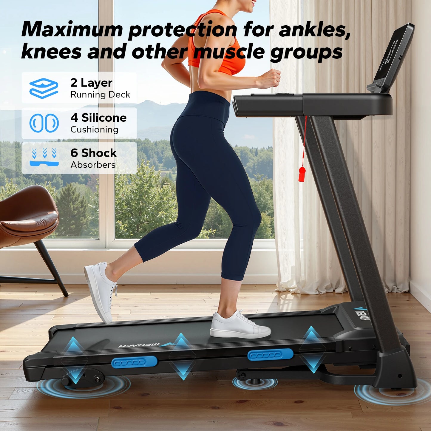 Merach Foldable Treadmill T12 Incline With Quiet Dual Deck