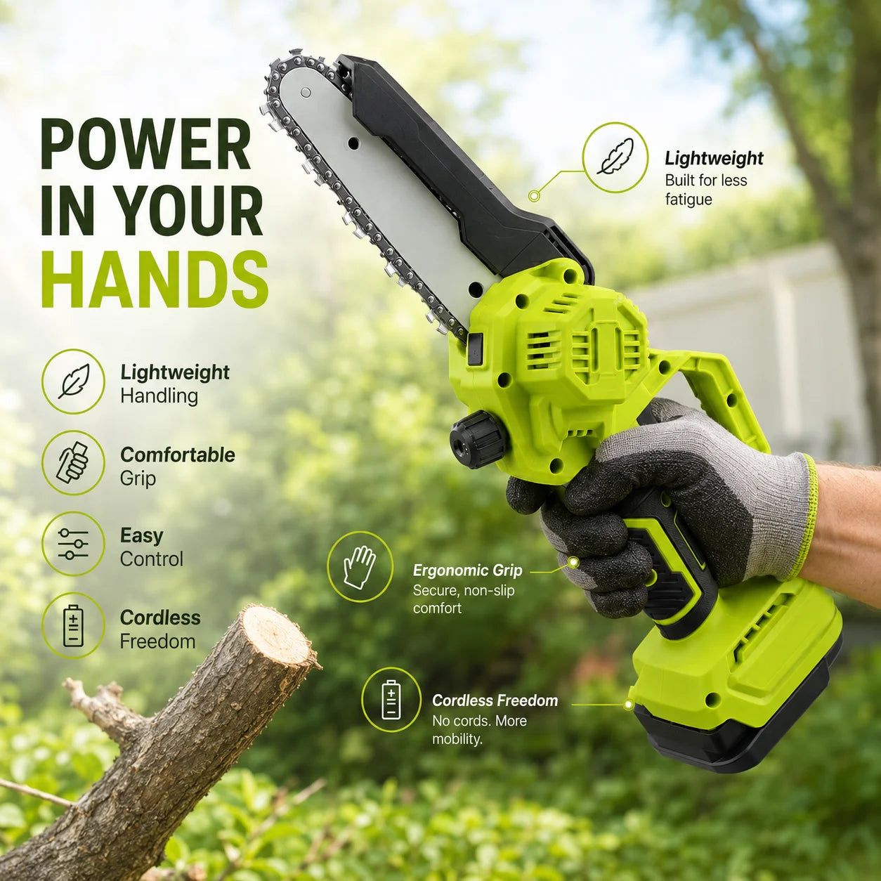 Mini Cordless Chainsaw Pruning Saw Lightweight One Handed Trimming