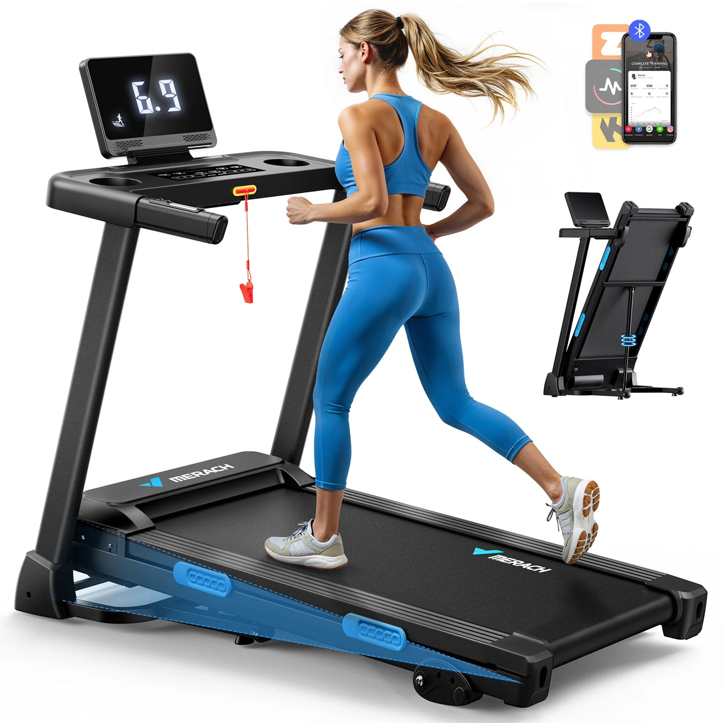 Merach Foldable Treadmill T12 Incline With Quiet Dual Deck