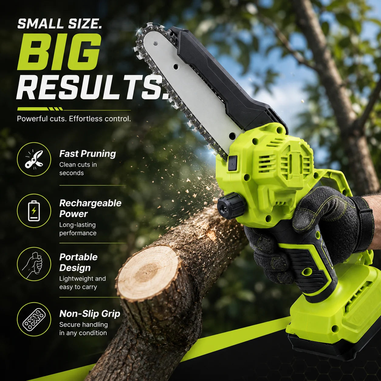 Mini Cordless Chainsaw Pruning Saw Lightweight One Handed Trimming