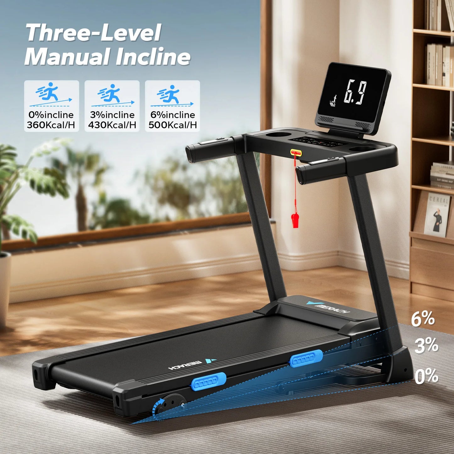 Merach Foldable Treadmill T12 Incline With Quiet Dual Deck