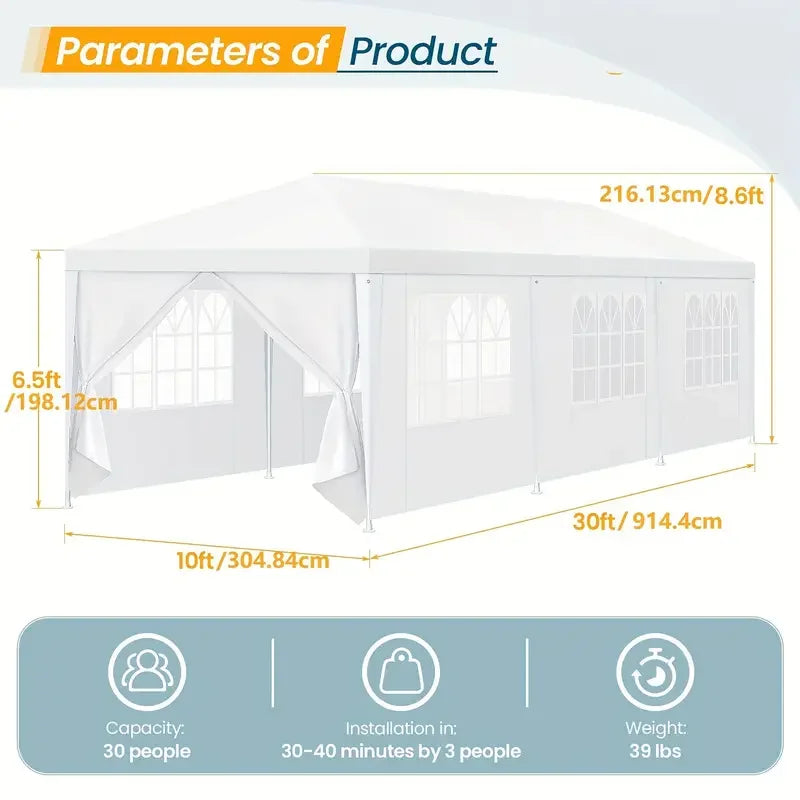 Tooluck Waterproof Party Tent With Removable Sidewalls