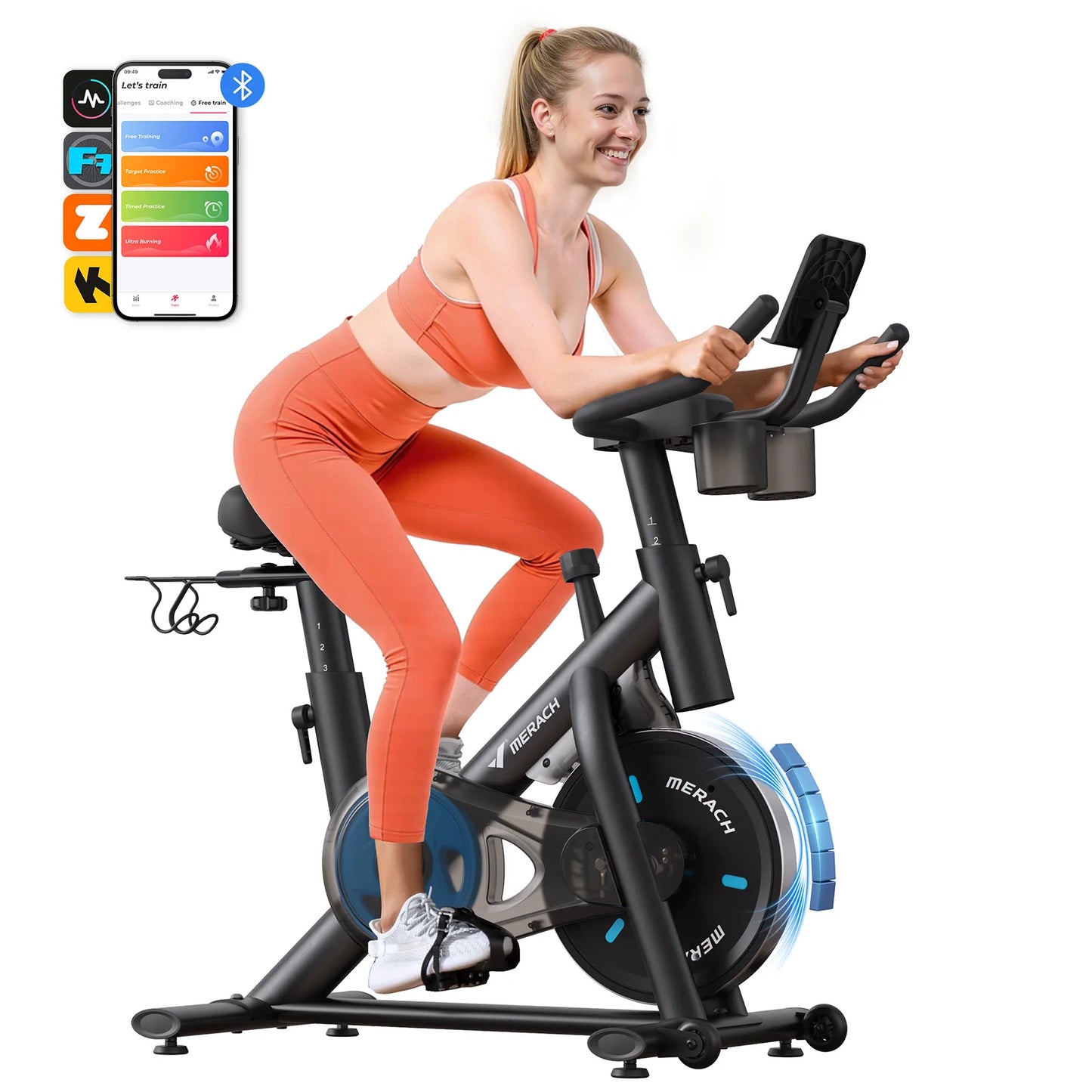 MERACH Exercise Bike With App Low Noise Magnetic Stationary Bike