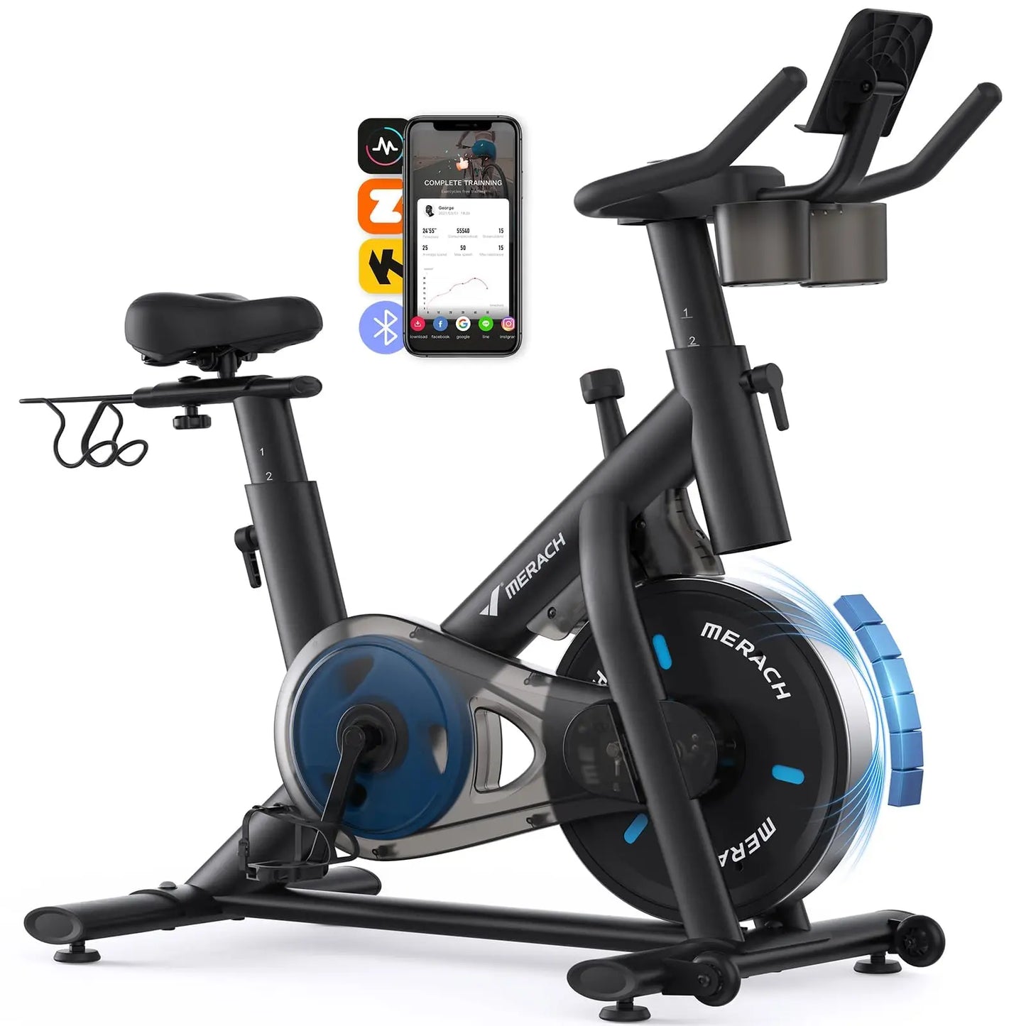 MERACH Exercise Bike With App Low Noise Magnetic Stationary Bike
