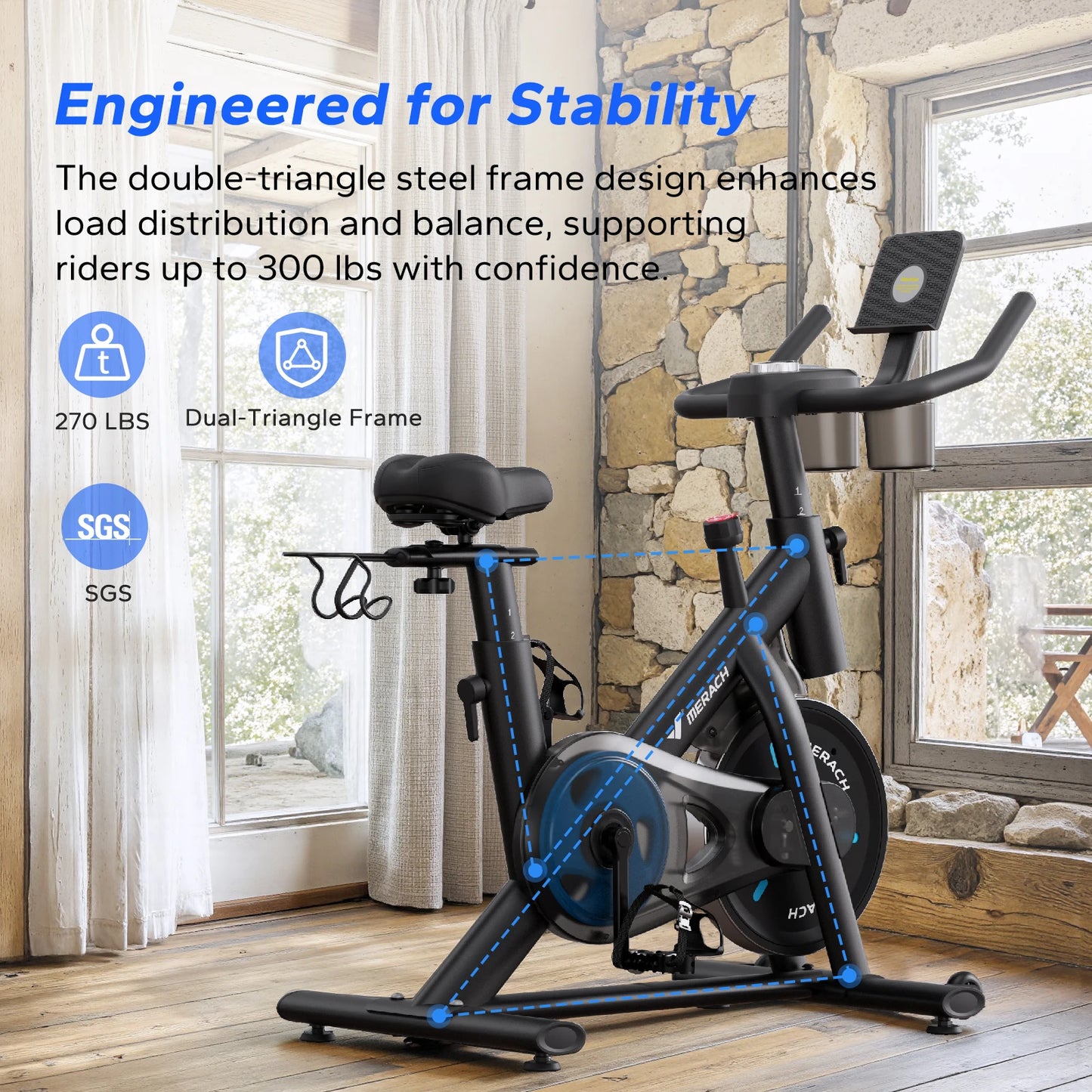 MERACH Exercise Bike With App Low Noise Magnetic Stationary Bike