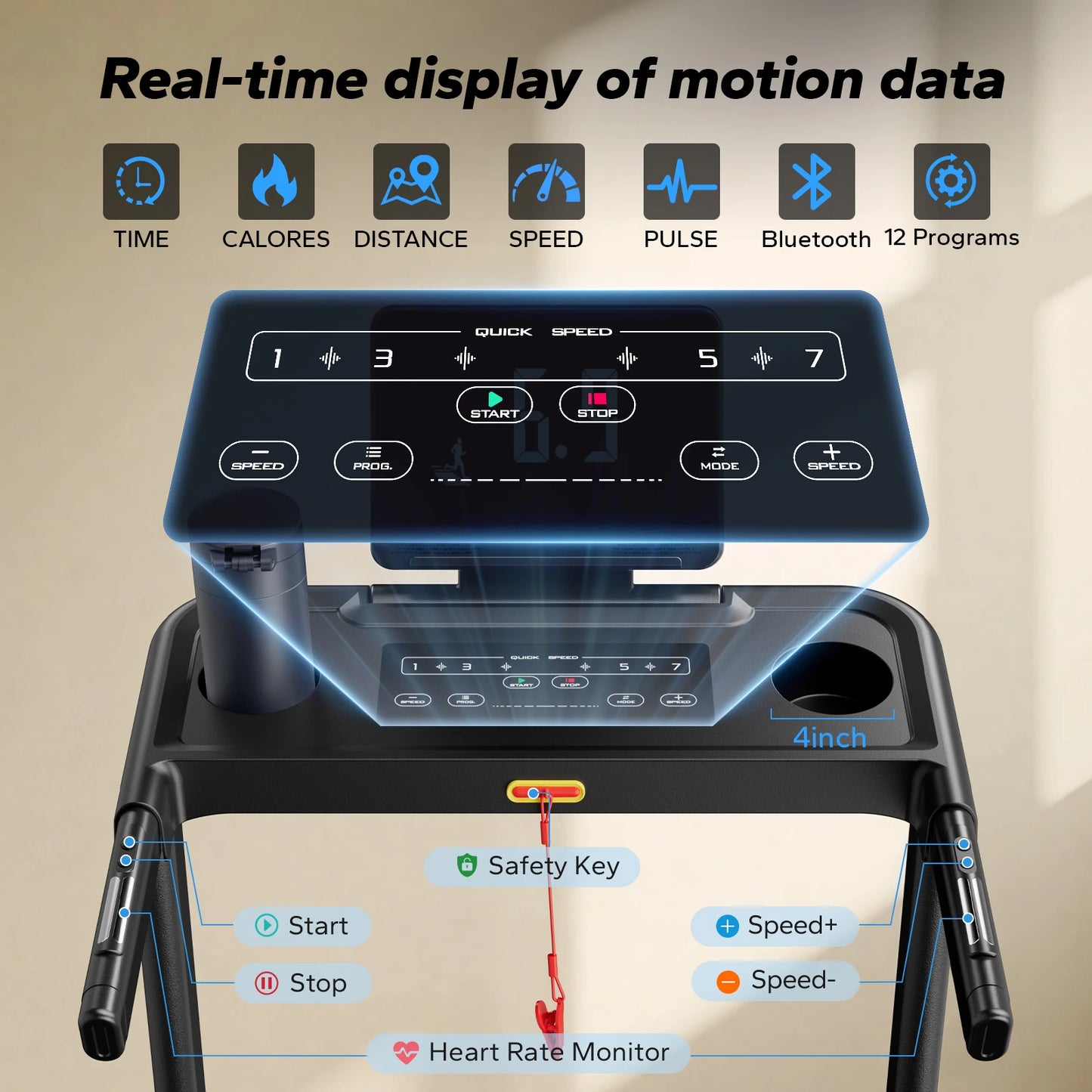 Merach Foldable Treadmill T12 Incline With Quiet Dual Deck
