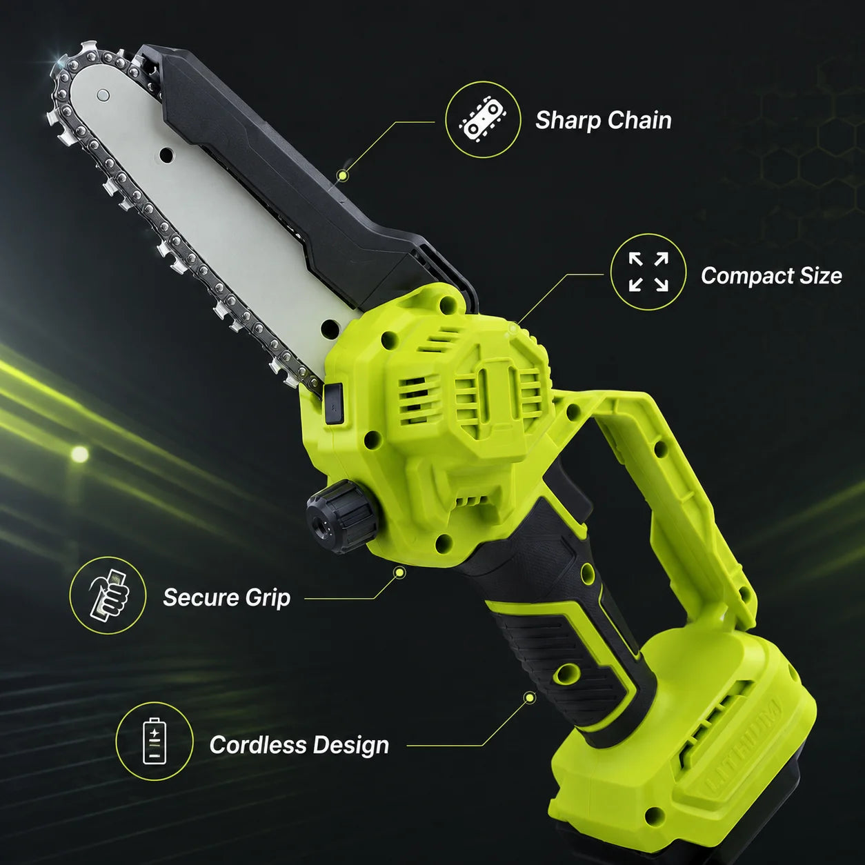 Mini Cordless Chainsaw Pruning Saw Lightweight One Handed Trimming