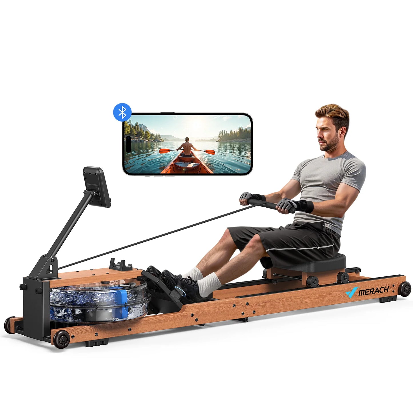 MERACH Water Rowing Machine for Home Foldable with 400-Pound Capacity