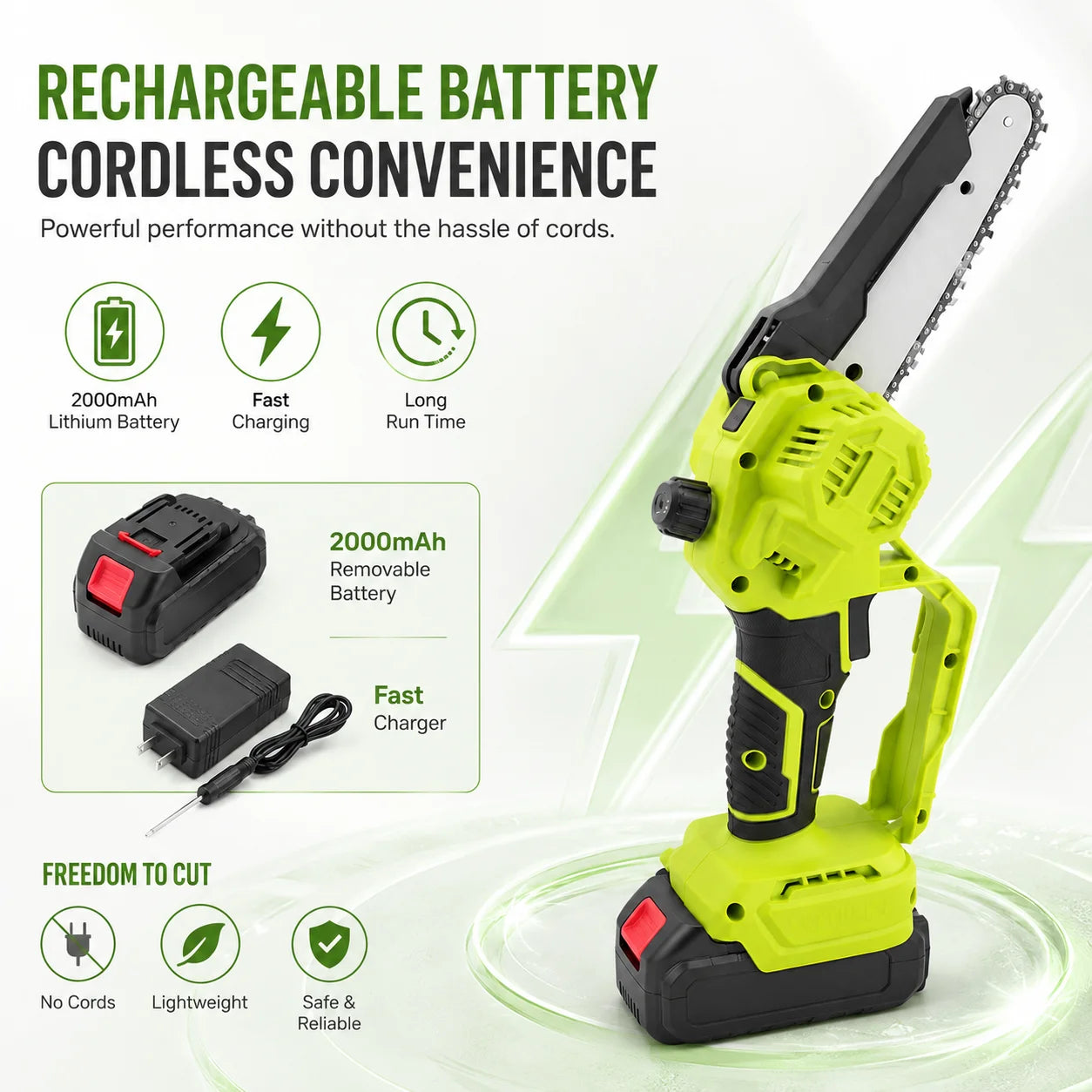 Mini Cordless Chainsaw Pruning Saw Lightweight One Handed Trimming