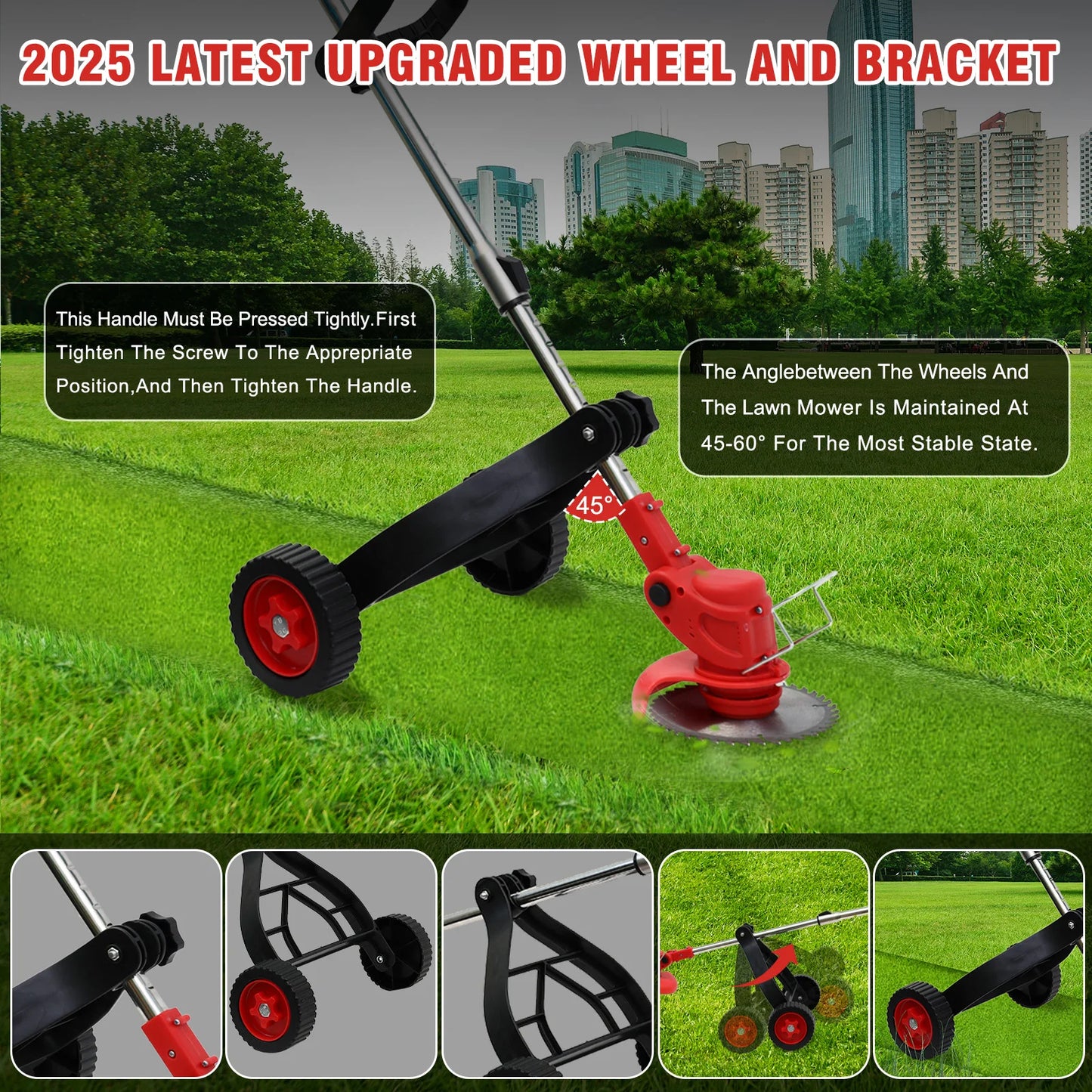 21V Cordless Weed Wacker 3-in-1 Edger Trimmer With Wheels