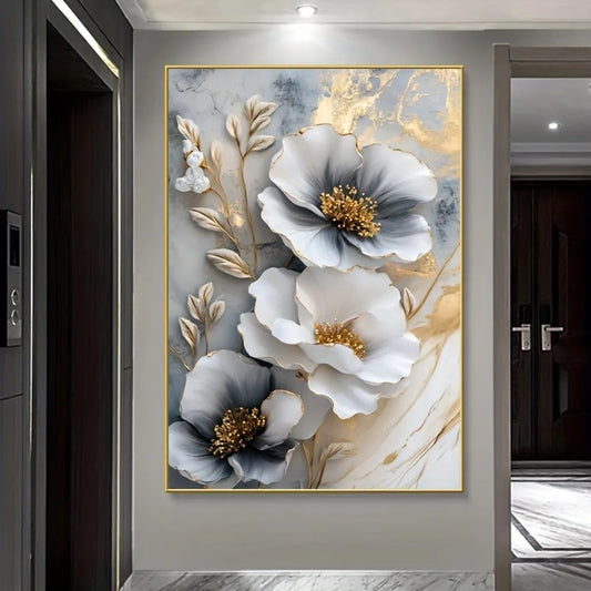 Modern Floral Canvas Wall Mural Framed 3D Painting