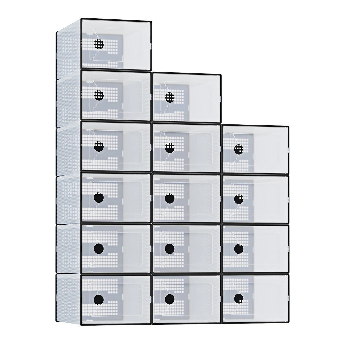 JHK 12 15 Pack Plastic Stackable Shoe Organizer With Lids