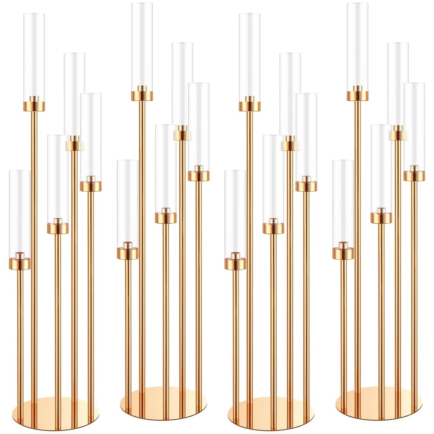 Four Set Floor Candelabra With Five Arms For Wedding Decor