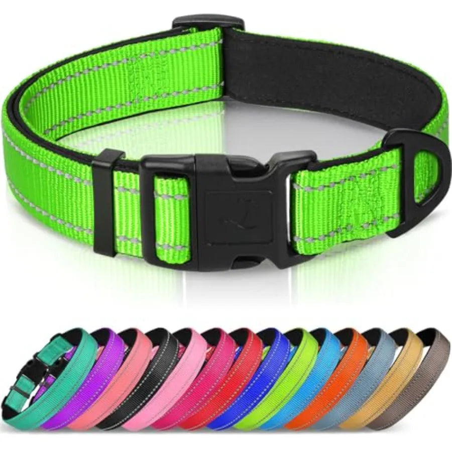 Reflective Dog Collar With Soft Neoprene Padding And D Ring