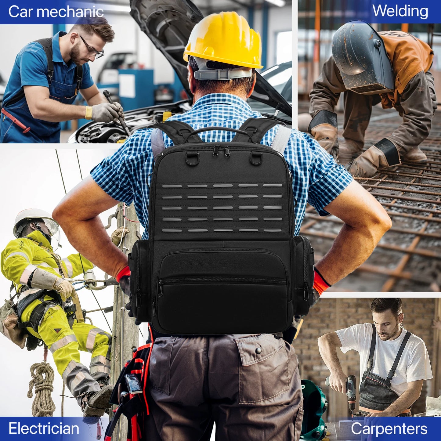 YH&GSCN Tool Backpack Heavy Duty Organizer for Electricians and Plumbers