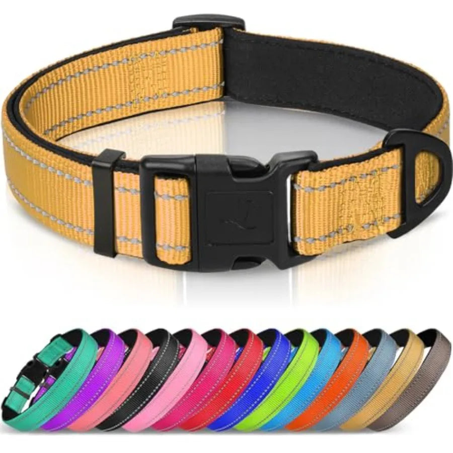 Reflective Dog Collar With Soft Neoprene Padding And D Ring