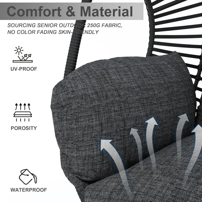 Hanging Egg Chair With Stand Outdoor Patio Swing Durable