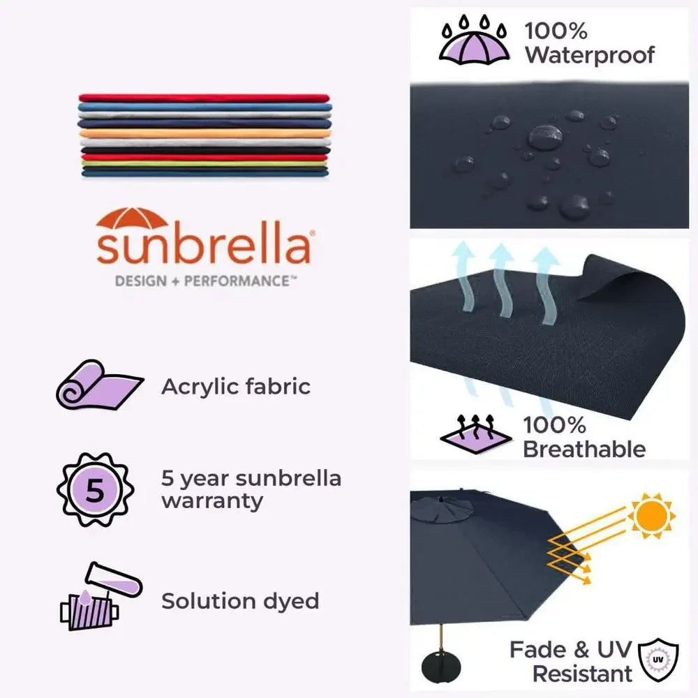 Patio Umbrella With 360 Swivel Tilt Sunbrella Fabric