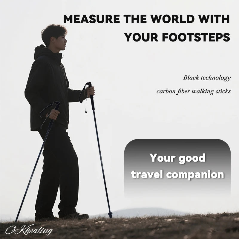 OKHEALING Trekking Poles Carbon Fiber Antishock Ultra Lightweight Two Pack