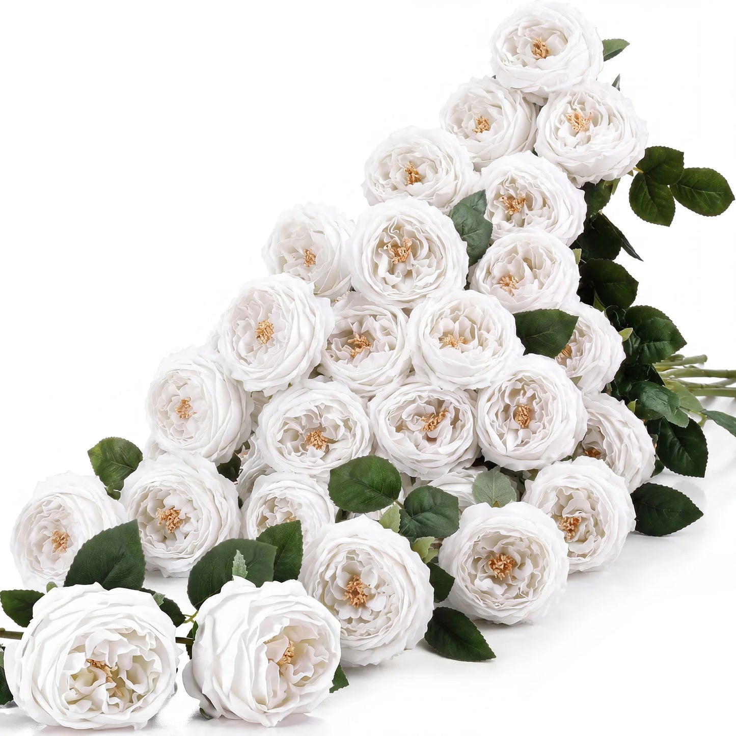 HiMISS 20Pcs Lifelike Real Touch Artificial Roses And Peonies Stems