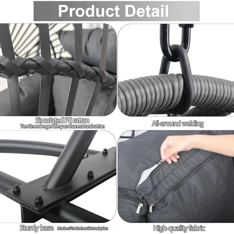 Hanging Egg Chair With Stand Outdoor Patio Swing Durable