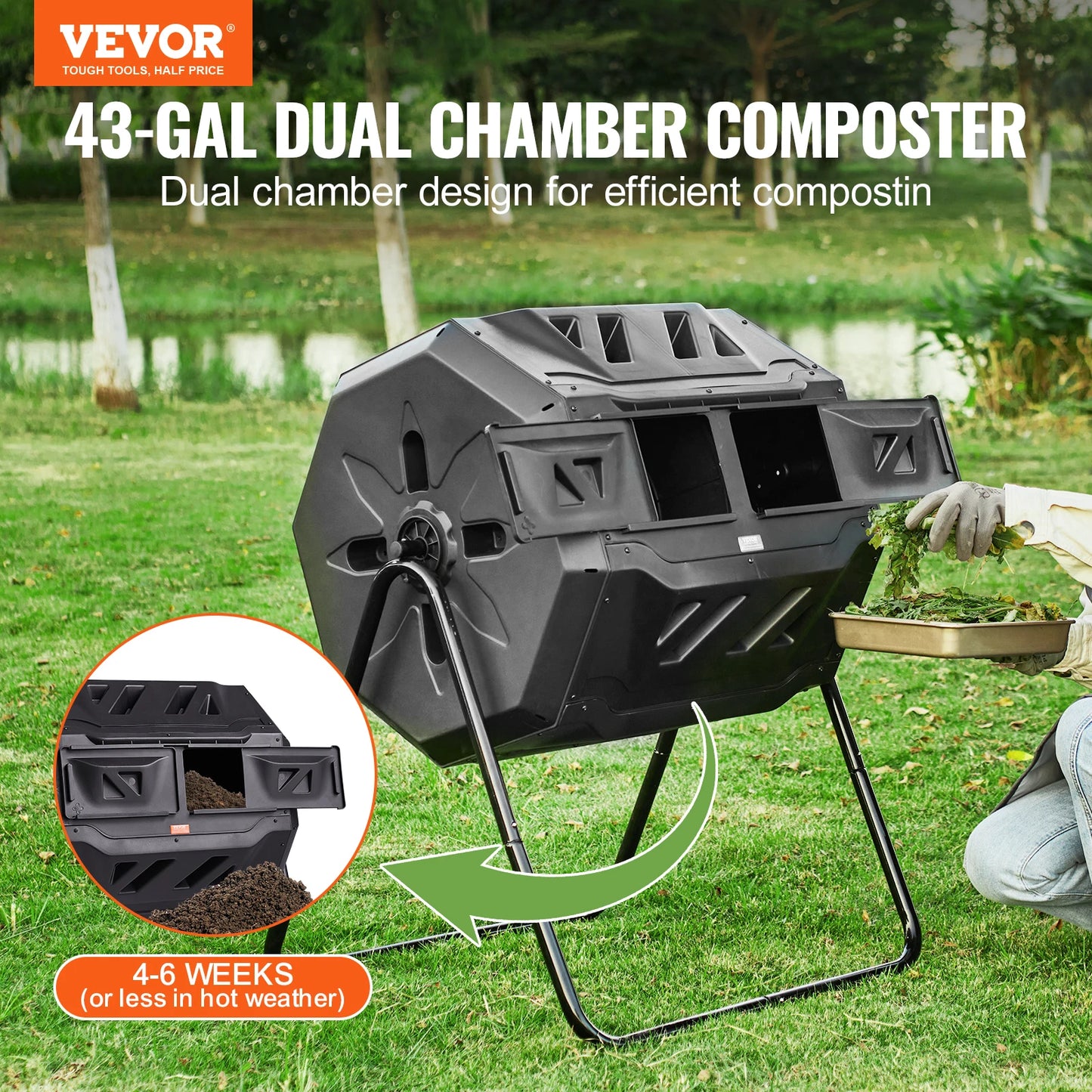 Tumbling Compost Bin for Garden and Kitchen Waste BPA Free