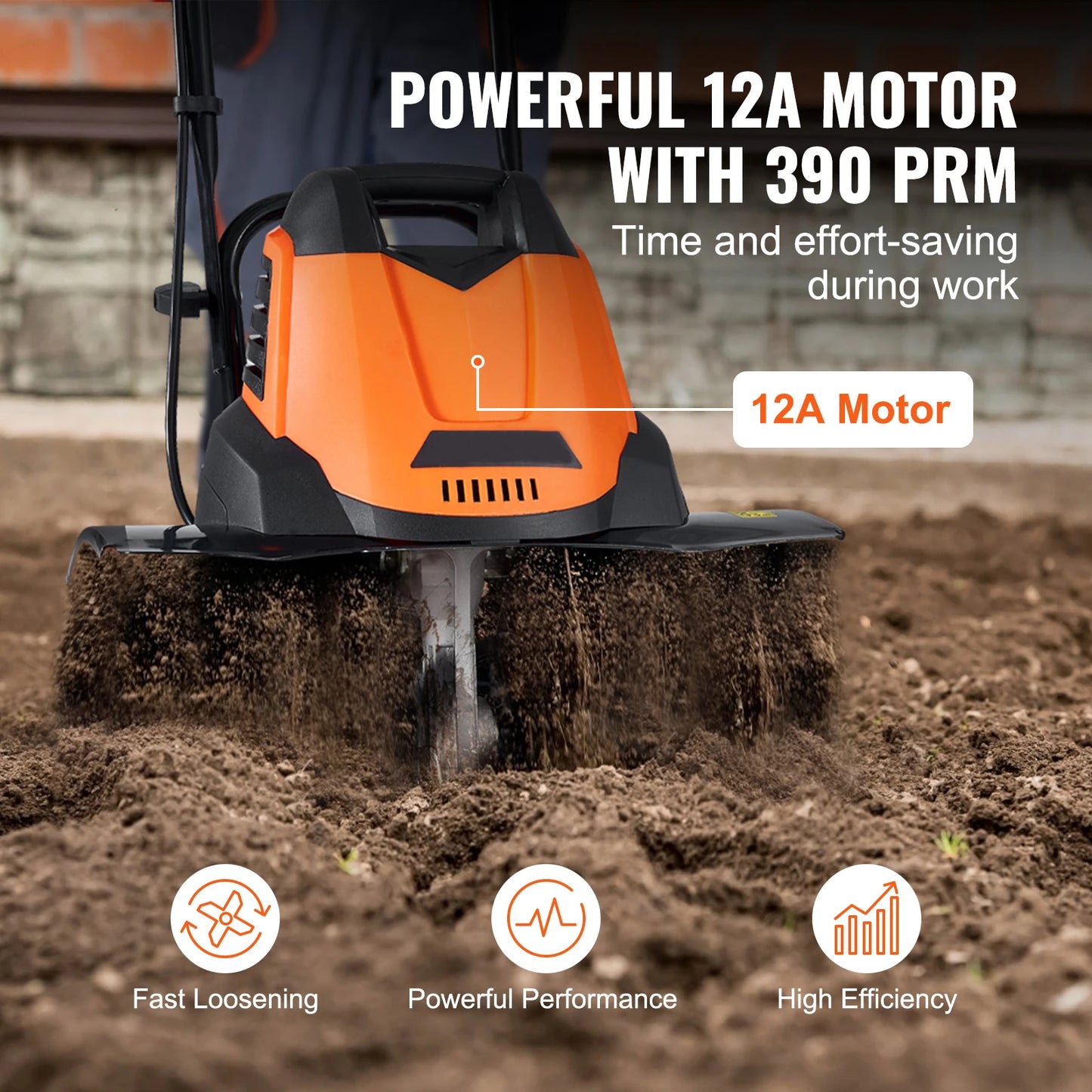 SucceBuy 12 Amp Electric Rototiller With Steel Tines Corded