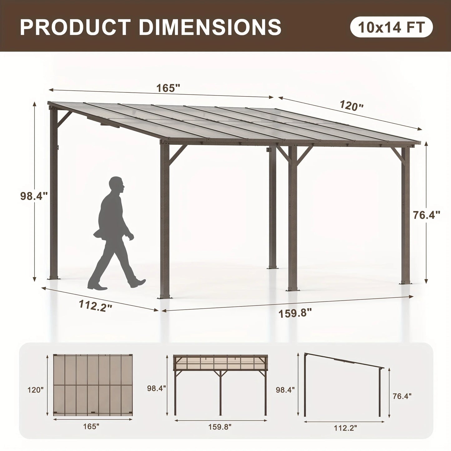 Polar Aurora Hardtop Gazebo With Aluminum Frame And Galvanized Roof
