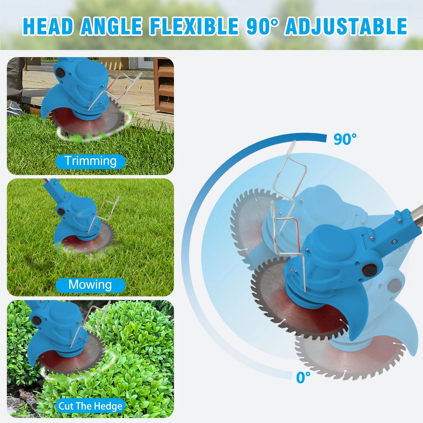 21V Cordless Lawn Mower And Grass Trimmer 3-In-1 Foldable