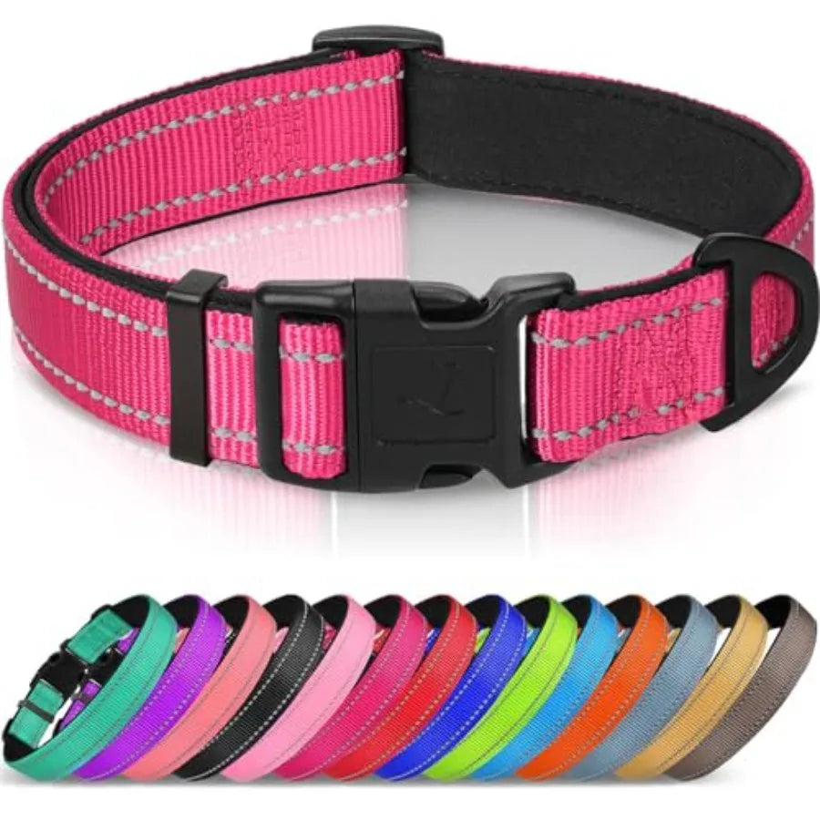 Reflective Dog Collar With Soft Neoprene Padding And D Ring