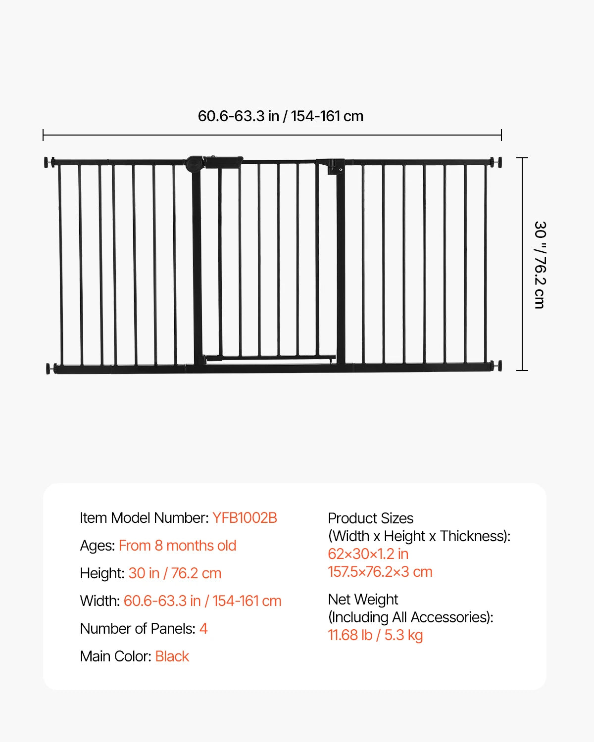 SucceBuy Baby Gate With Pressure Mount Walk Through Pet Safety