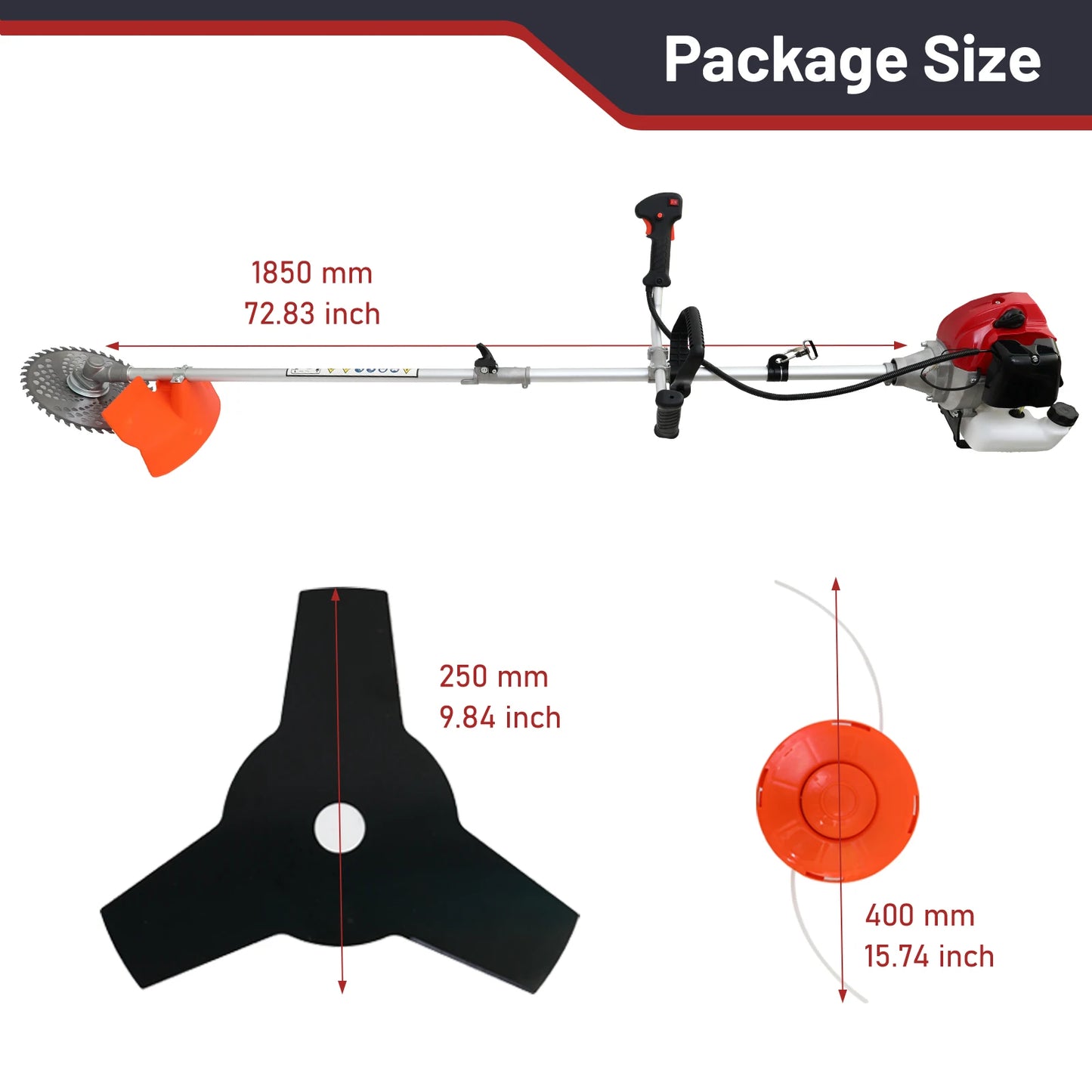 52cc 2-Stroke Gasoline Powered Trimmer With 4 Detachable Heads