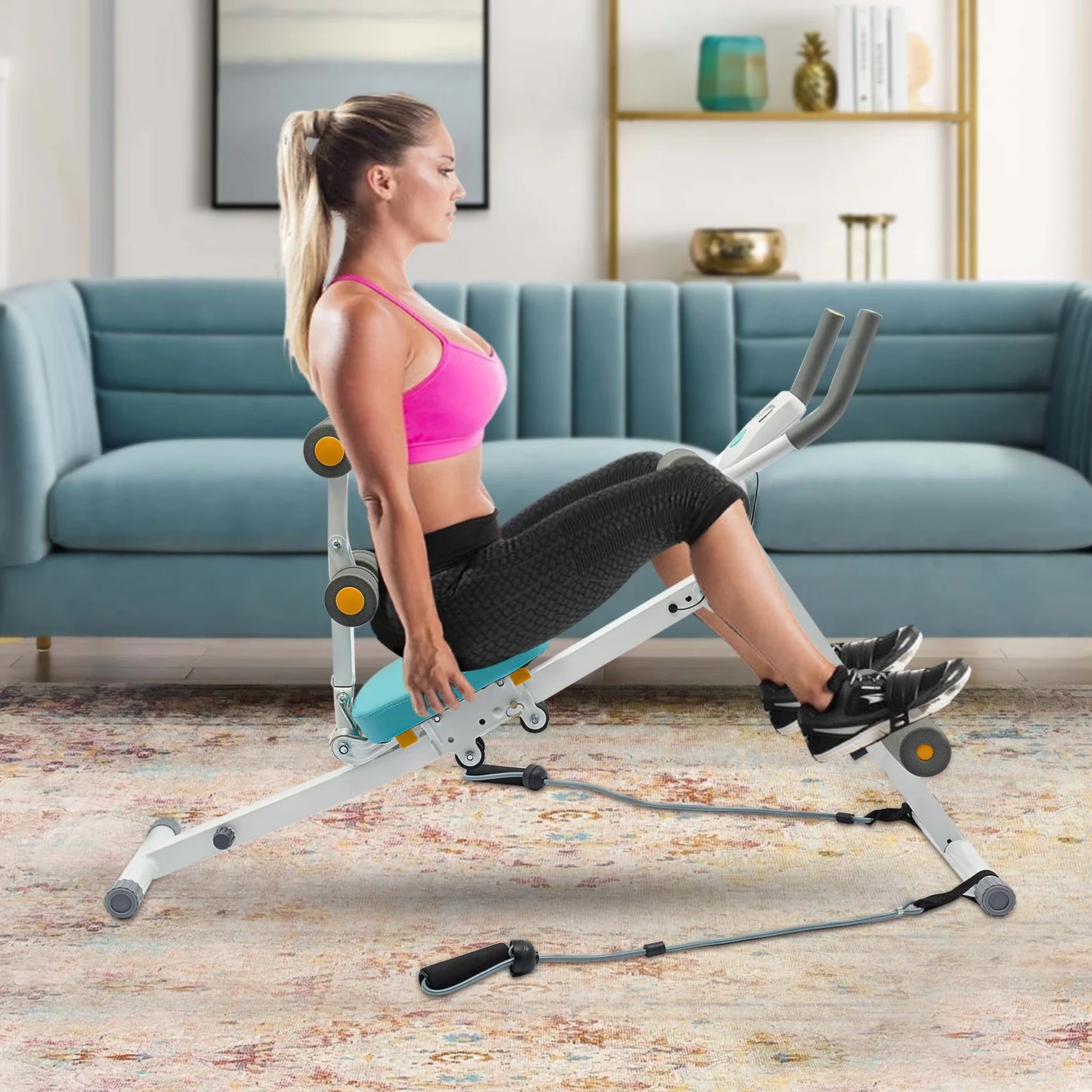 Abs Workout Equipment For Home Gym Whole Body Workout Waist Trainer Exercise For Women & Men With Resistance Bands & LCD Display
