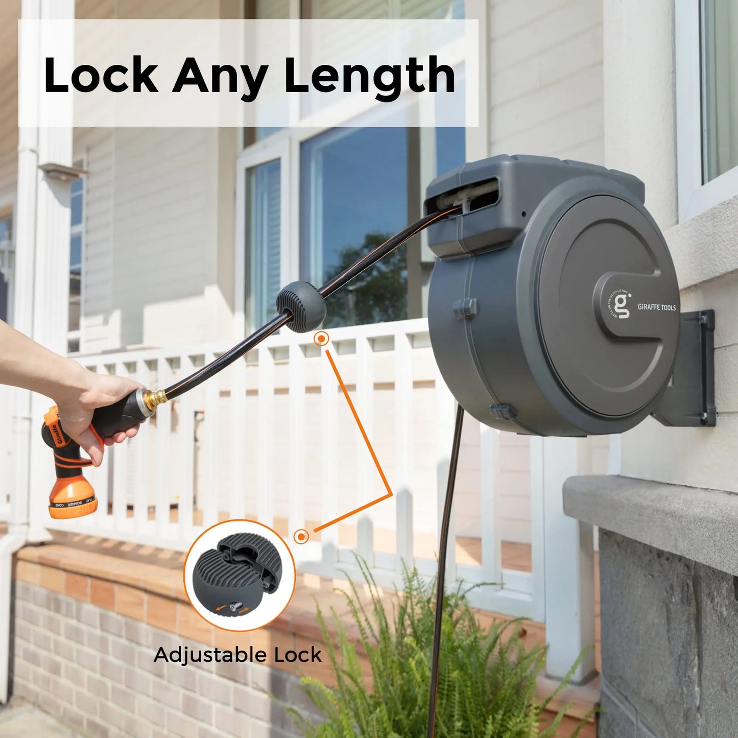 Giraffe Tools AW40 Retractable Garden Hose Reel Slow Return