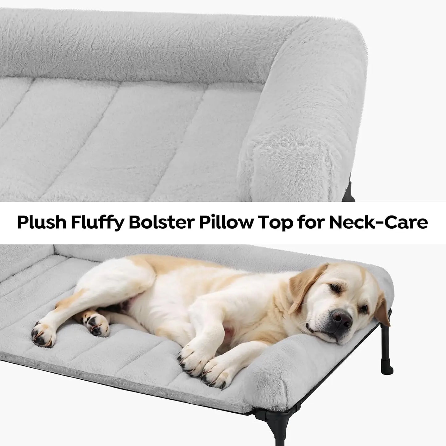 Elevated Orthopedic Dog Bed With Fluffy Bolster For Large Pets