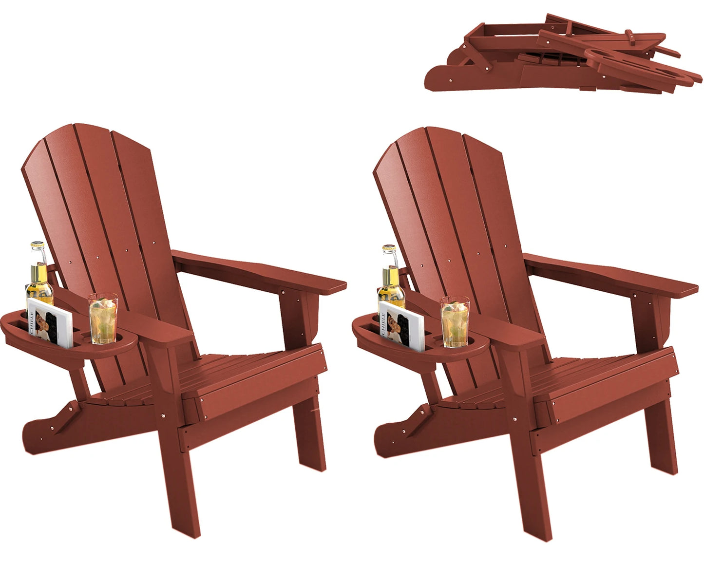 Foowin Folding Adirondack Chair Weather Resistant HDPE Cup Holder Outdoor