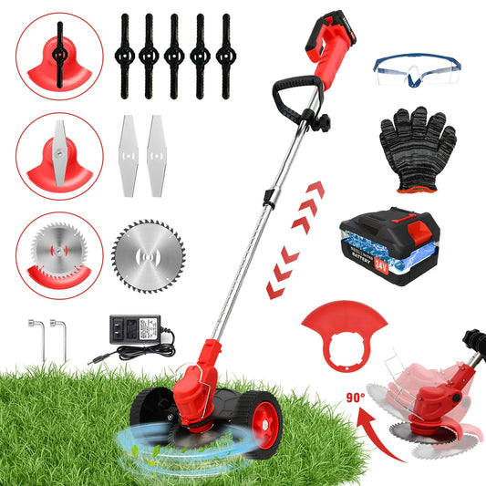 21V Cordless Weed Wacker 3-in-1 Edger Trimmer With Wheels