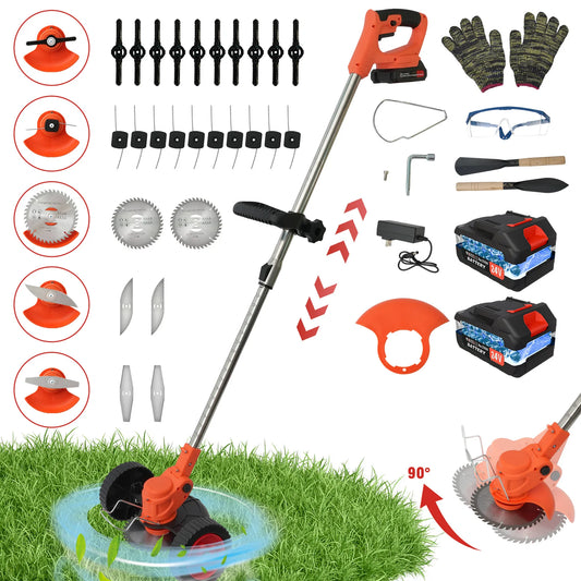21V Cordless Lawn Mower And Grass Trimmer 3-In-1 Foldable