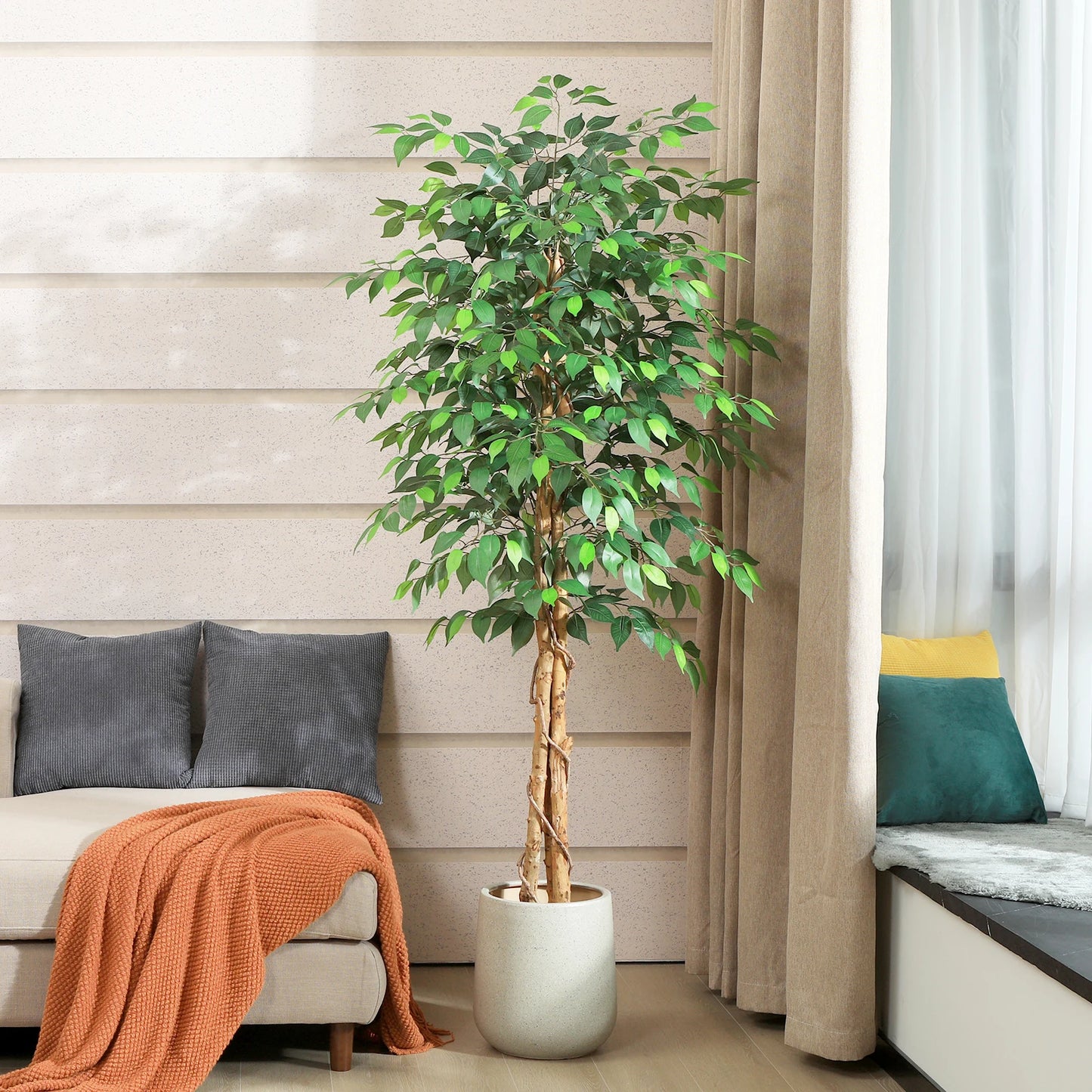 KAZEILA Artificial Ficus Tree With Natural Curved Trunk For Decor