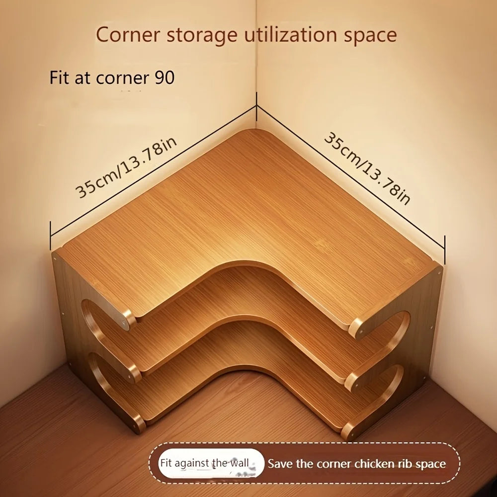 Multi-Tier Bamboo Corner Desk Shelf Organizer For Plants And Books
