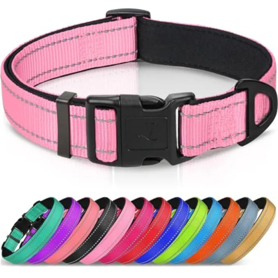 Reflective Dog Collar With Soft Neoprene Padding And D Ring
