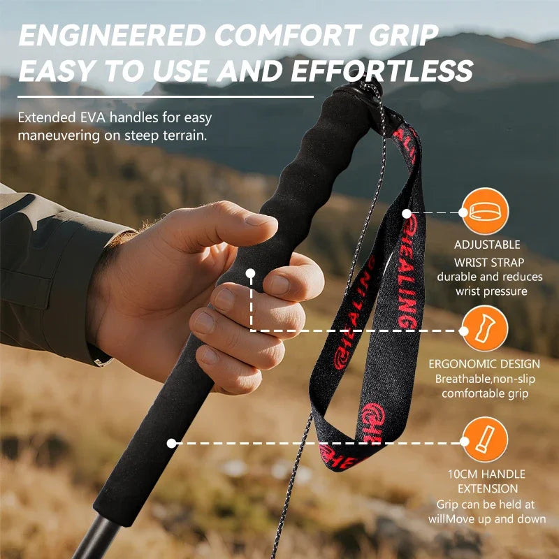 OKHEALING Trekking Poles Carbon Fiber Antishock Ultra Lightweight Two Pack