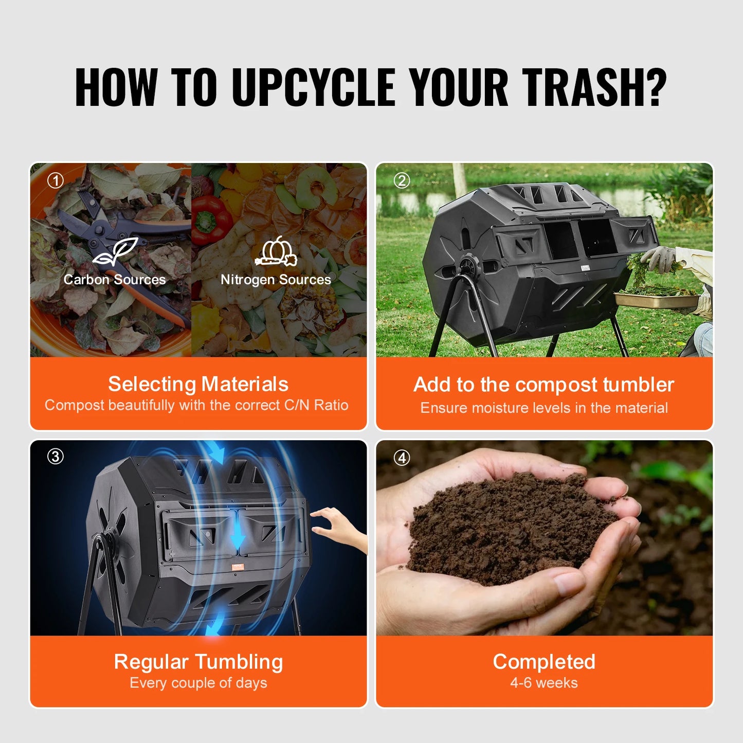Tumbling Compost Bin for Garden and Kitchen Waste BPA Free