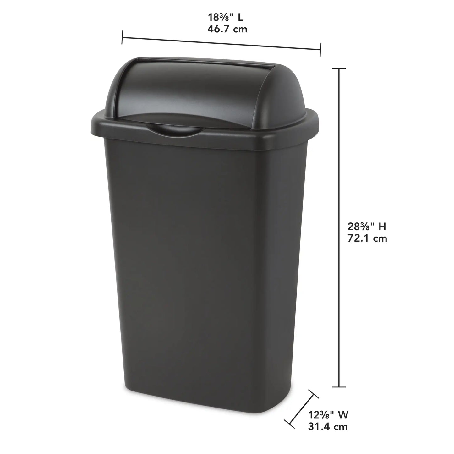 Rectangular Plastic Kitchen Trash Can With Roll Top Lid