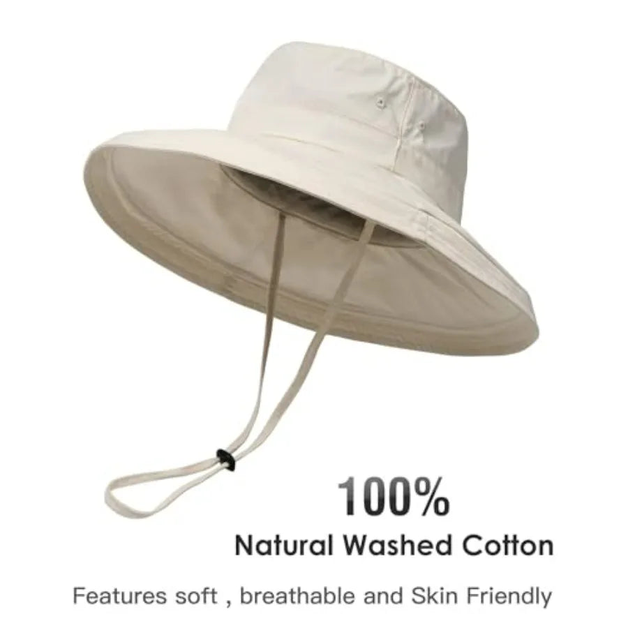 Women Wide Brim Sun Hat For Gardening With Ponytail Hole