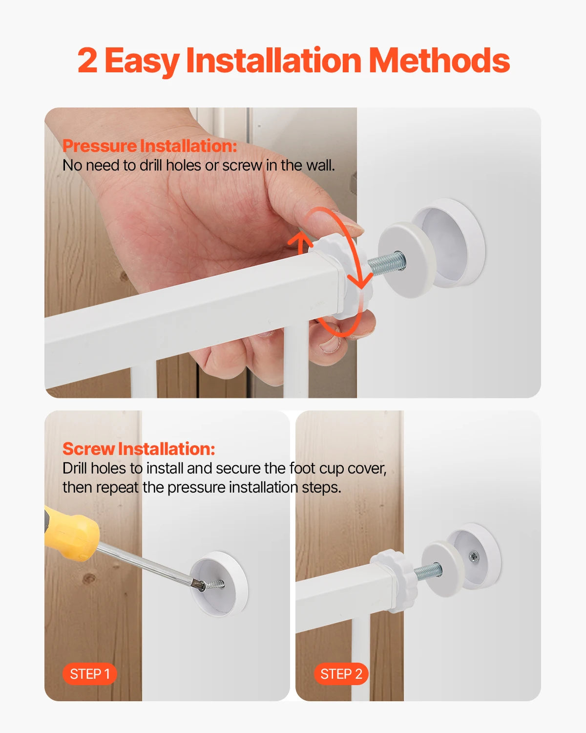SucceBuy Baby Gate With Pressure Mount Walk Through Pet Safety
